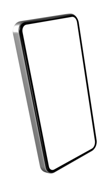 Şeffaf arkaplanda akıllı telefon modeli izole edildi. 3B illüstrasyon