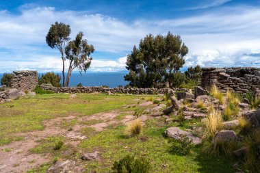 Taquile Adası 'ndaki İnka öncesi bir medeniyetin kalıntıları, verimli bitki örtüsüyle çevrili ve Peru' daki Titicaca Gölü 'nün engin sularına bakan antik taş kalıntıları. Tarihe bir bakış