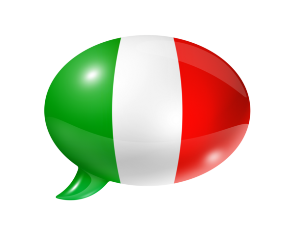 Beyaz üzerine izole edilmiş bir konuşma balonunda üç boyutlu İtalya bayrağı