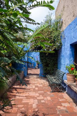 Arequipa 'daki Santa Catalina Manastırı' ndaki iç avlular ve yemyeşil bahçeler canlı çiçeklerle dolu huzurlu ve güzel bir atmosfer sunuyor.