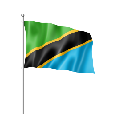 Tanzanya bayrak, üç boyutlu render, üzerinde beyaz izole