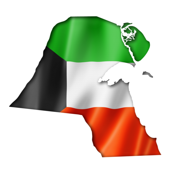 Kuveyt bayrağı göster, üzerinde beyaz izole üç boyutlu render