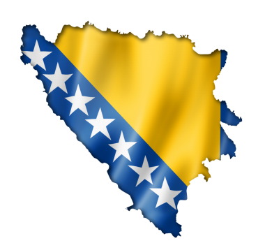 Bosna-Hersek bayrağı göster, üzerinde beyaz izole üç boyutlu render