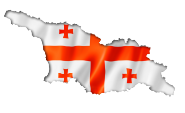 Gürcistan bayrağı göster, üzerinde beyaz izole üç boyutlu render