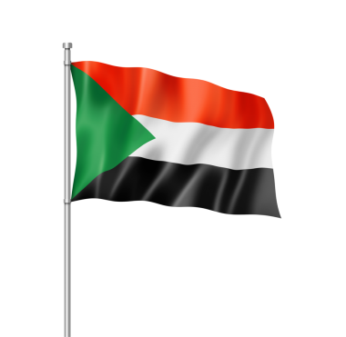 Sudan bayrağı, üzerinde beyaz izole üç boyutlu render
