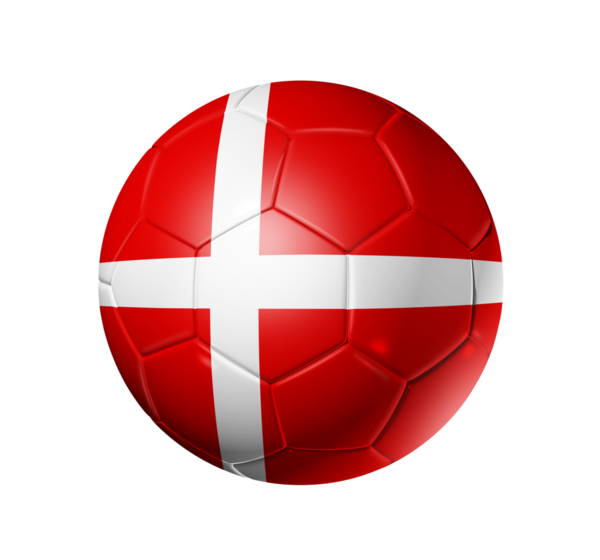 Danimarka ekibi bayrağı, Dünya Futbol Kupası 2010 3D futbol topu. Beyaz kırpma yolu ile izole