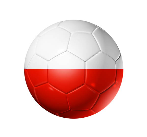 Polonya ekibi bayrak 3D futbol topu. Beyaz kırpma yolu ile izole