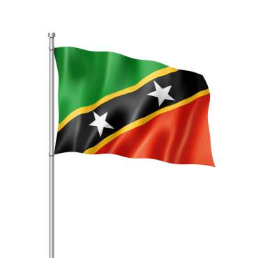 Saint Kitts ve Nevis bayrak, üç boyutlu render, üzerinde beyaz izole