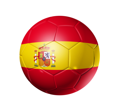 İspanya takım bayrağı, Dünya Futbol Kupası 2010 3D futbol topu. Beyaz kırpma yolu ile izole