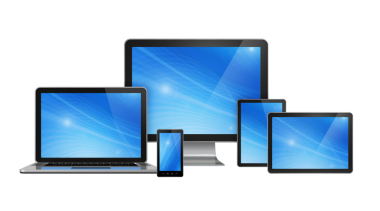 3D bilgisayar, dizüstü bilgisayar, cep telefonu ve dijital tablet - saydam arkaplan üzerinde izole