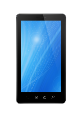 Şeffaf arkaplanda akıllı telefon izole edildi. 3B illüstrasyon