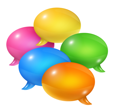Üç boyutlu renkli konuşma baloncukları grubu izole edildi