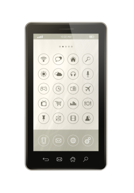 3D Smart phone with icons interface - isolated on transparent background