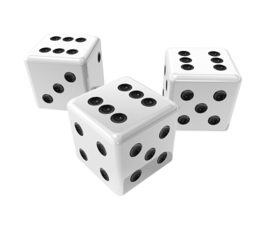three 3D white dices isolated