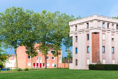 habitat, residential buildings in Yvelines, new town of Saint Quentin en Yvelines, Paris region, France clipart