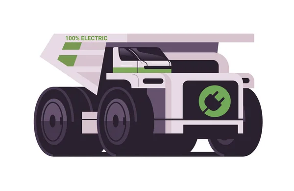 電気鉱山ダンパー産業トラック電動輸送電子モーションEv管理持続可能な輸送ゼロ排出コンセプト水平ベクトル図 — ストックベクタ