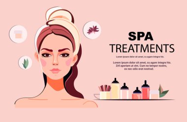 Güzel makyajlı, güzel, profesyonel makyaj salonu olan güzel bir kadın. Moda konsepti. Yatay fotokopi alanı çizimi.