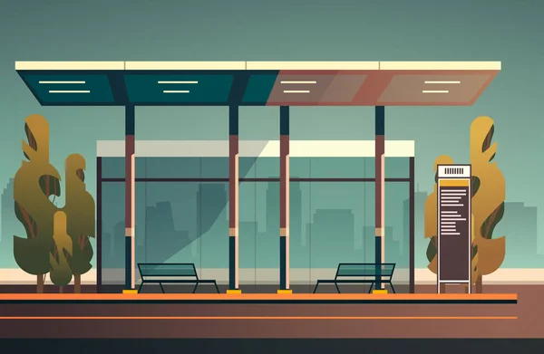 Modern Şehir Ulaşım Otobüs Terminali Yolcu Vagonu Yatay Vektör Illüstrasyonunu — Stok Vektör