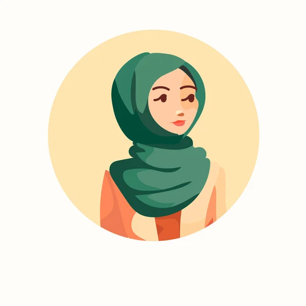 美しいアラブ女性若いです女の子ポージングでカジュアル服母日カードテンプレート肖像ベクトルイラスト — ストックベクタ