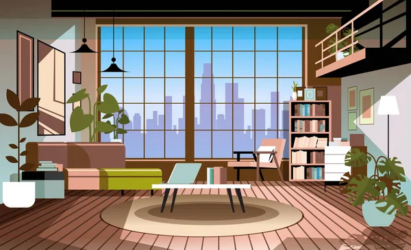 Criativo Vazio Sem Pessoas Apartamento Loft Moderno Interior Escritório Casa — Vetor de Stock