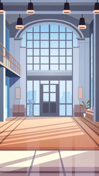 Loft Moderne Intérieur Couloir Bureau Avec Mobilier Vide Pas Personnes — Image vectorielle