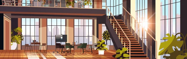 Kreativ Tom Inga Personer Lägenhet Moderna Loft Interiör Öppna Ytor — Stock vektor