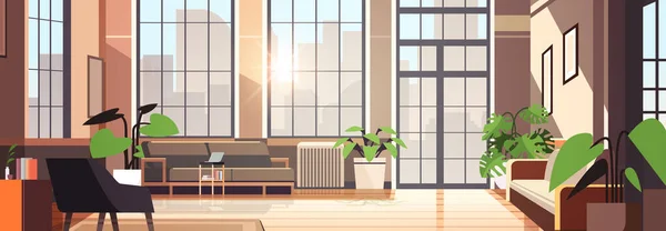 Créatif Vide Appartement Sans Personnes Loft Moderne Intérieur Espace Ouvert — Image vectorielle