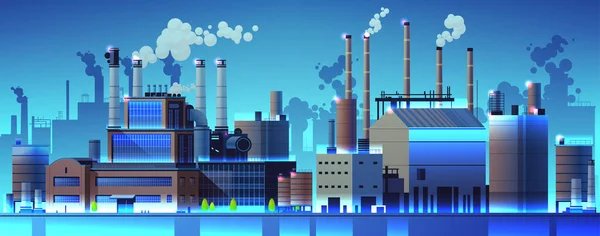 Energy Generation Plant Chimneys Electricity Production Industrial Manufacturing Building Heavy — Archivo Imágenes Vectoriales