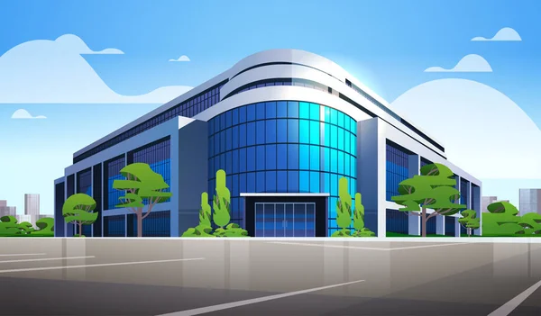 Immeuble Bureaux Moderne Extérieur Centre Affaires Commercial Avec Grandes Fenêtres — Image vectorielle