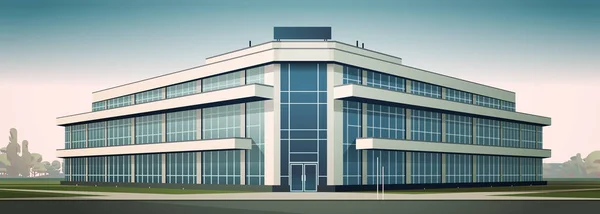 Modernes Bürogebäude Außen Kommerzielles Business Center Mit Großen Panoramafenstern Glasfassade — Stockvektor