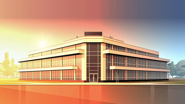 Immeuble Bureaux Moderne Extérieur Centre Affaires Commercial Avec Grandes Fenêtres — Image vectorielle