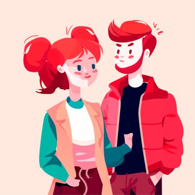 Birbirine aşık sevgili çift, aşık erkek erkeğe sarılıyor birlikte portre mutlu sevgililer günü kutlaması konsept konsept çizim portresi