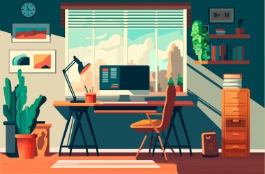 Modern iş yeri dolap içi boş. İnsanların evi ya da ofis yatay çizimi yok.
