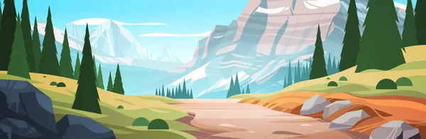 Панорамный Вид Скалистые Горы Красивые Природные Ландшафты Фон Летние Каникулы — стоковый вектор