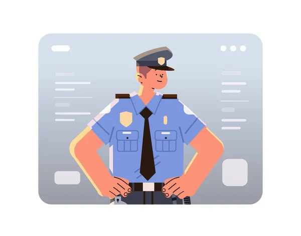 Polizist Uniform Polizist Mann Polizist Porträt Glücklich Labor Day Feier — Stockvektor