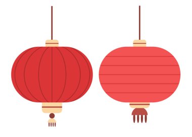 Kırmızı fener unsuru Çin 'in yeni yıl tabelası Asyalı tebrik kartı davetiyesi poster illüstrasyonu için