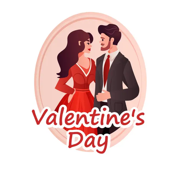 Homem Mulher Amantes Juntos Feliz Dia Dos Namorados Celebração Conceito — Vetor de Stock