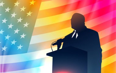 Martin Luther King Jr. Gün siyahi adam ve ABD bayrağı MLK yatay vektör illüstrasyonu