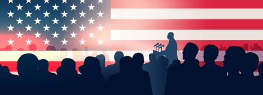 Martin Luther King Jr. Gün siyahi adam ve ABD bayrağı MLK yatay vektör illüstrasyonu