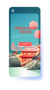 Çin geleneksel bina simgesi tebrik kartı Asyalı broşürü için yeni yıl tabelası poster dikey fotokopi alanı çizimi