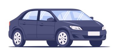 modern gri araba sedan otomobil seyahati tatil taşımacılığı otomobil konsepti yatay vektör illüstrasyonunu kullanıyor