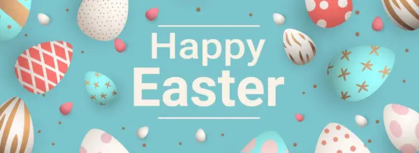 Tarjeta Felicitación Pascua Feliz Con Huevos Colores Pastel Tarjeta Celebración — Vector de stock