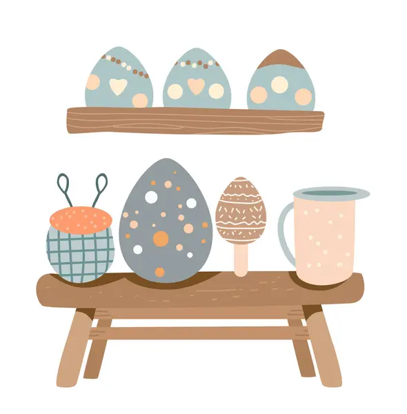 Щасливі Великодні Вітальні Листівки Яйцями Пастельних Тонах Весняні Святкові Святкові — стоковий вектор