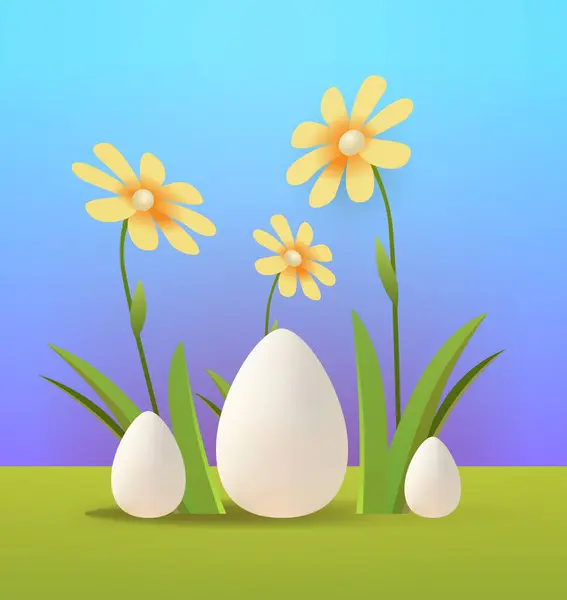 Frohe Ostern Grußkarte Mit Eiern Und Blumen Pastellfarben Frühling Feiertag Vektorgrafiken