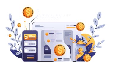 finansal güven para koruma güvenlik güvenilirlik istikrar büyüme fintech iş yatırım kavramı yatay vektör illüstrasyonu