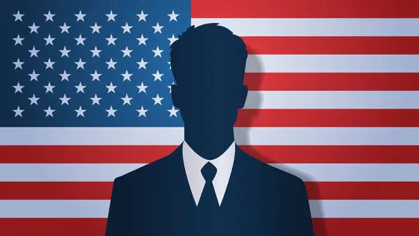 Mies Edessä Yhdysvaltain Presidentinvaalit Usa Vaalipäivä Käsite Mies Lähellä Amerikan vektorigrafiikoita