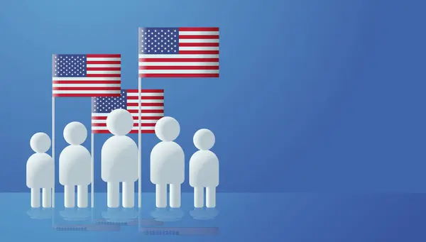 Mensen Pictogrammen Met Usa Vlaggen Verkiezingsdag Concept Persoon Symbolen Voor Stockillustratie