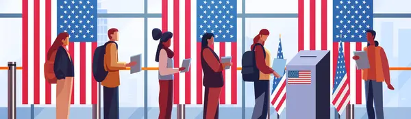 Election Day Concept Voters Casting Ballots Polling Place Voting People Royalty Free Stock Illustrations