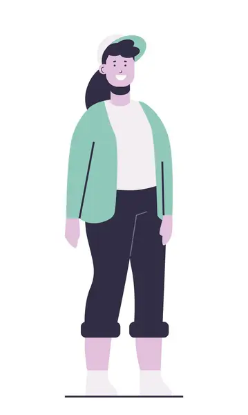 Jovem Mulher Adolescente Posando Roupas Casuais Personagem Desenho Animado Feminino Ilustração De Stock