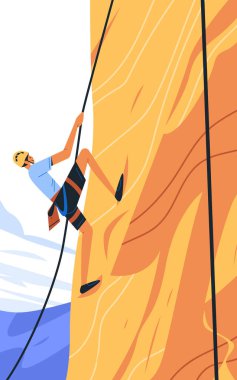 Kaya tırmanışçısı, uçuruma tırmanan maceraperest renkler soyut arkaplan vektörü illüstrasyonuName